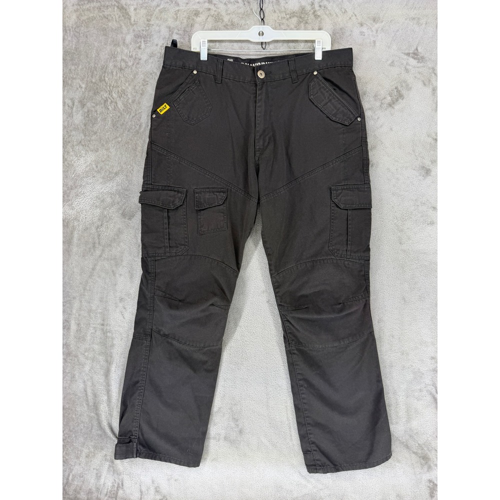 Bilt Iron Workers Motorcycle Cargo Pants Mens 38 Black Kevlar Reinforced Jeans
